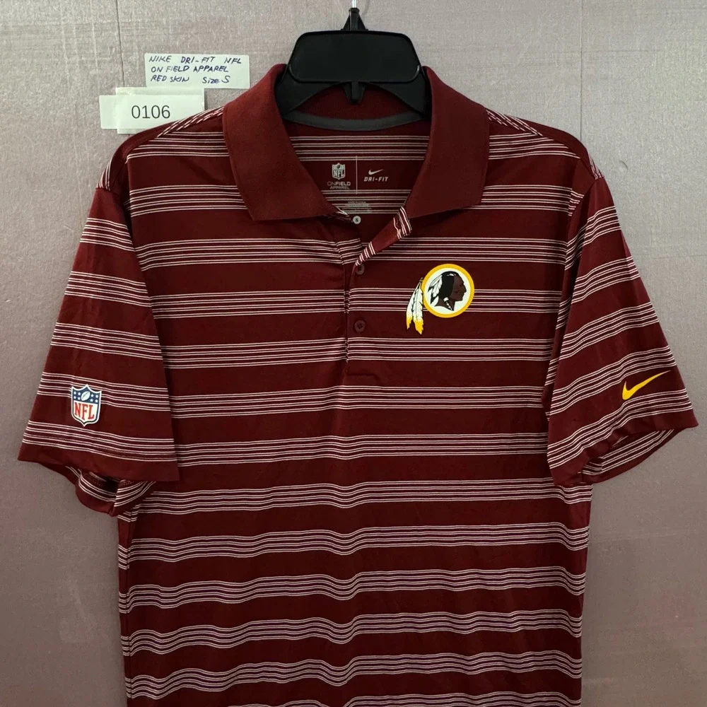 Nike Dri‎ Fit NFL Washington Redskins On-Field Polo Shirt Men's Size S Burgundy